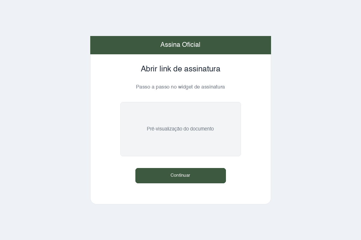 Tela inicial do link de assinatura